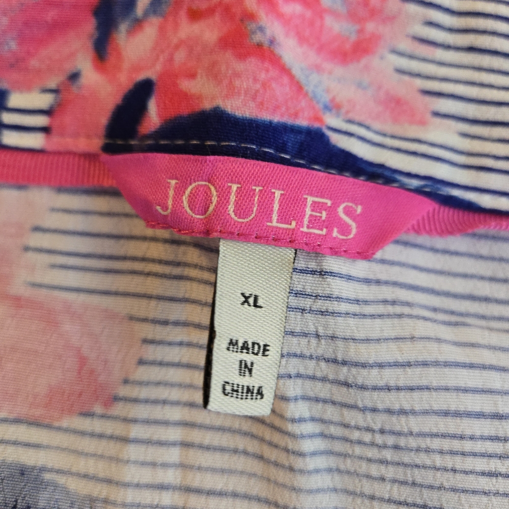 Joules Kimmy Open Kimono Cardigan Jacket Pink Floral Blue Striped - Picture 2 of 12